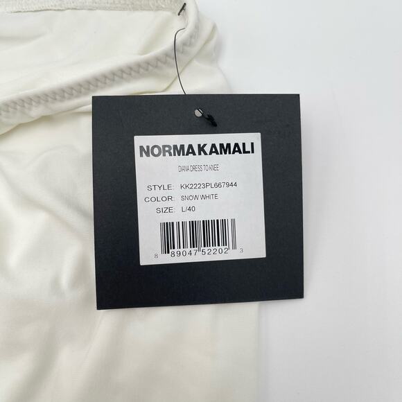 Norma Kamali | NWT Diana Dress Asymmetrical White Ruched Midi Dress L 40 - Picture 6 of 14